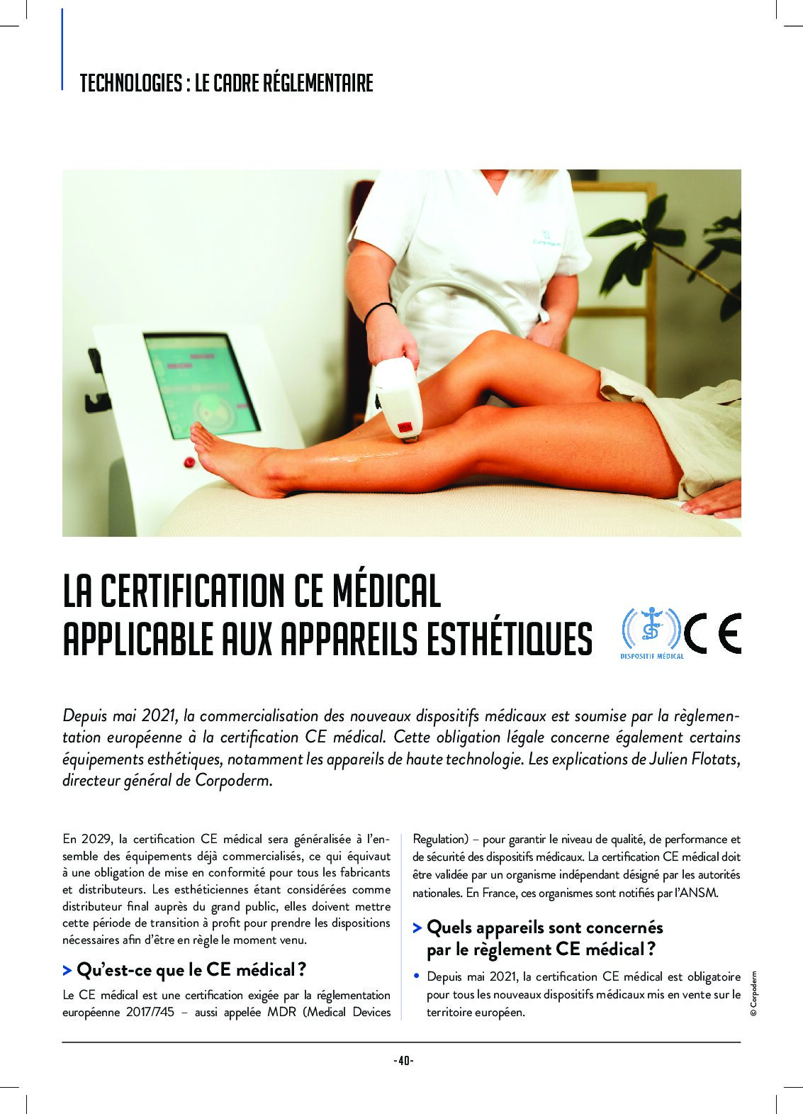 2024 LE CE MEDICAL APPLICABLE AUX DISPOSITIFS ESTHETIQUES